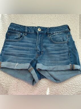 American Eagle Outfitters Women’s Rolled Cuff Dark Blue Denim Shorts